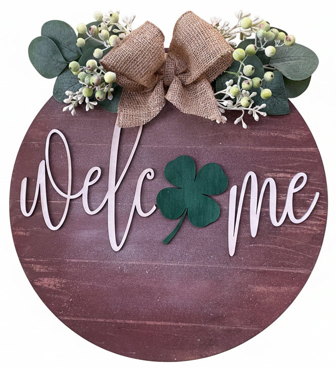 SHAMROCK WELCOME WOOD 14” SIGN