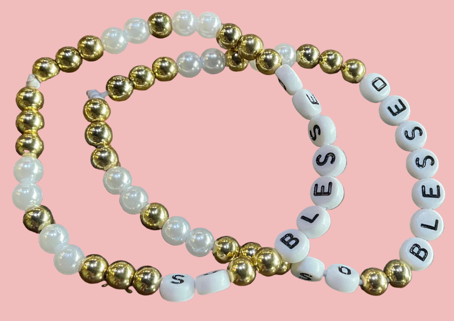 FUN BEAD BRACELETS (Gold/Pearl)(1pc)
