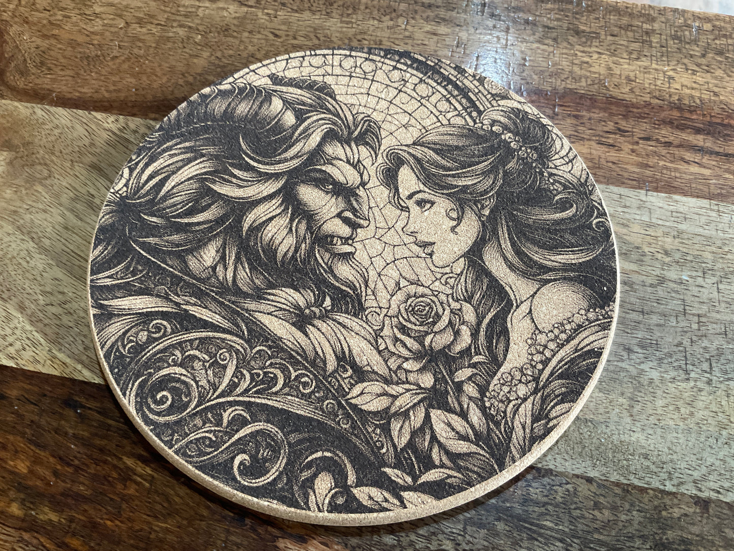 Beauty and the Beast cork trivet