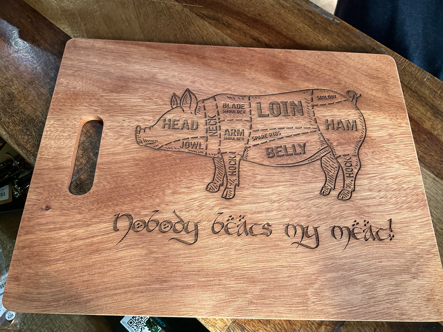 MAHOGANY BOARD W/ENGRAVING