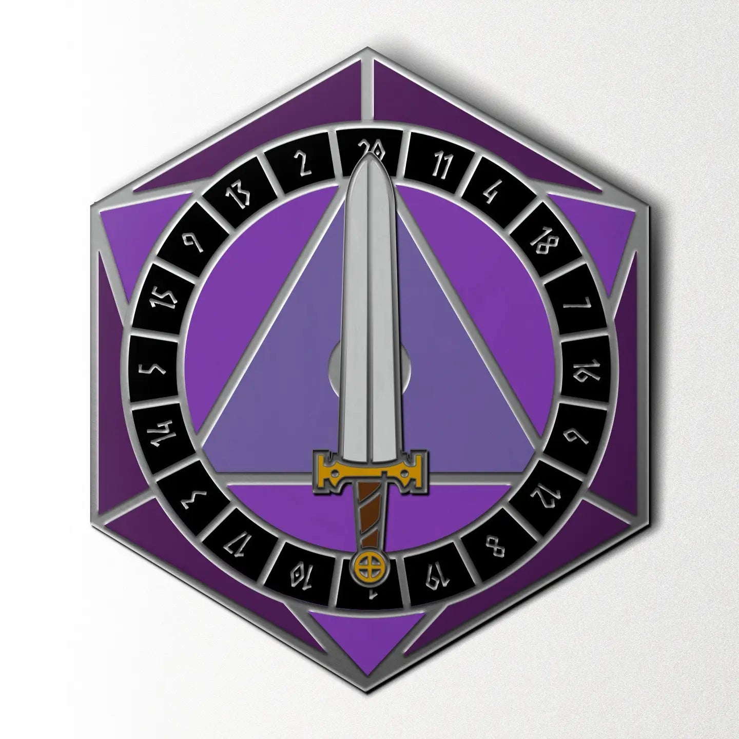 D20 SWORD SPINNER ENAMEL PIN