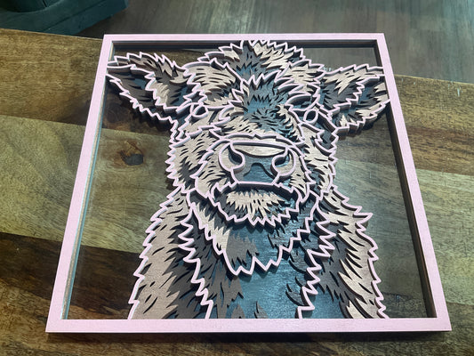 Highland cow layered decor
