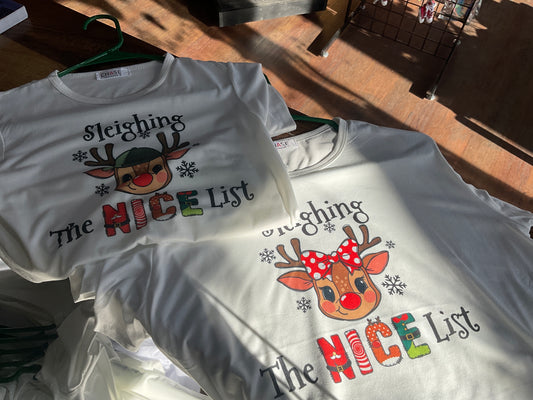 KIDS SLEIGHING THE NICE LIST TSHIRT
