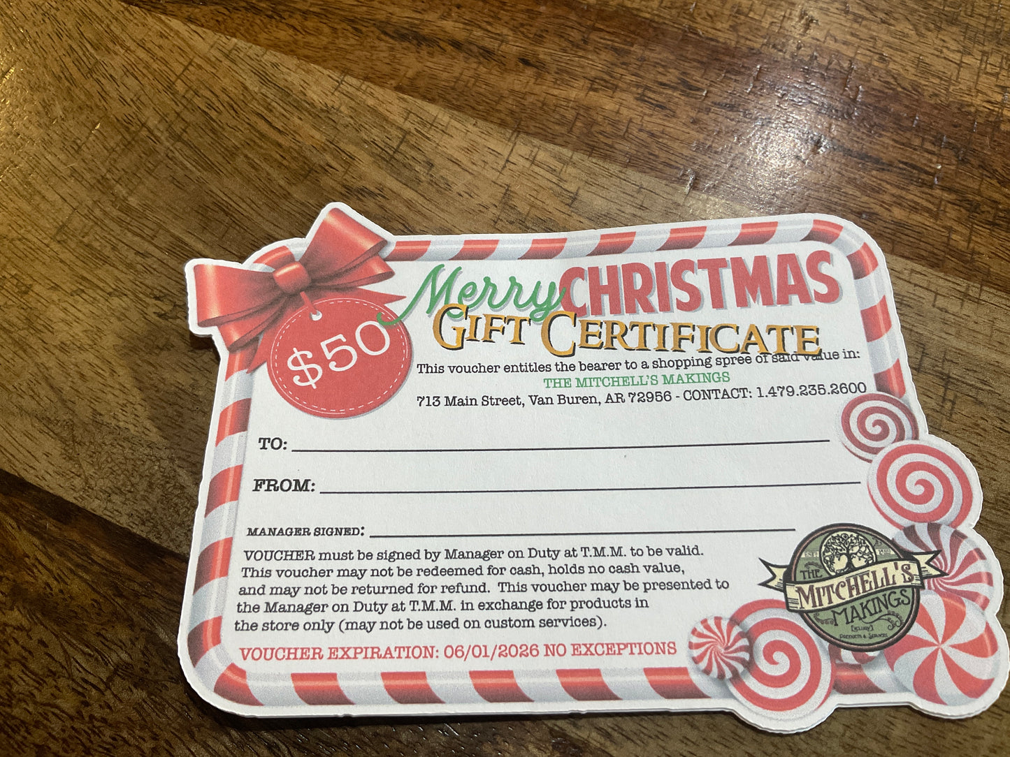 TMM GIFT CERT. ($50)