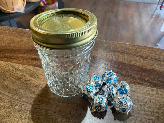 LARGE METAL SPIKE DICE BLUE/SILVER
