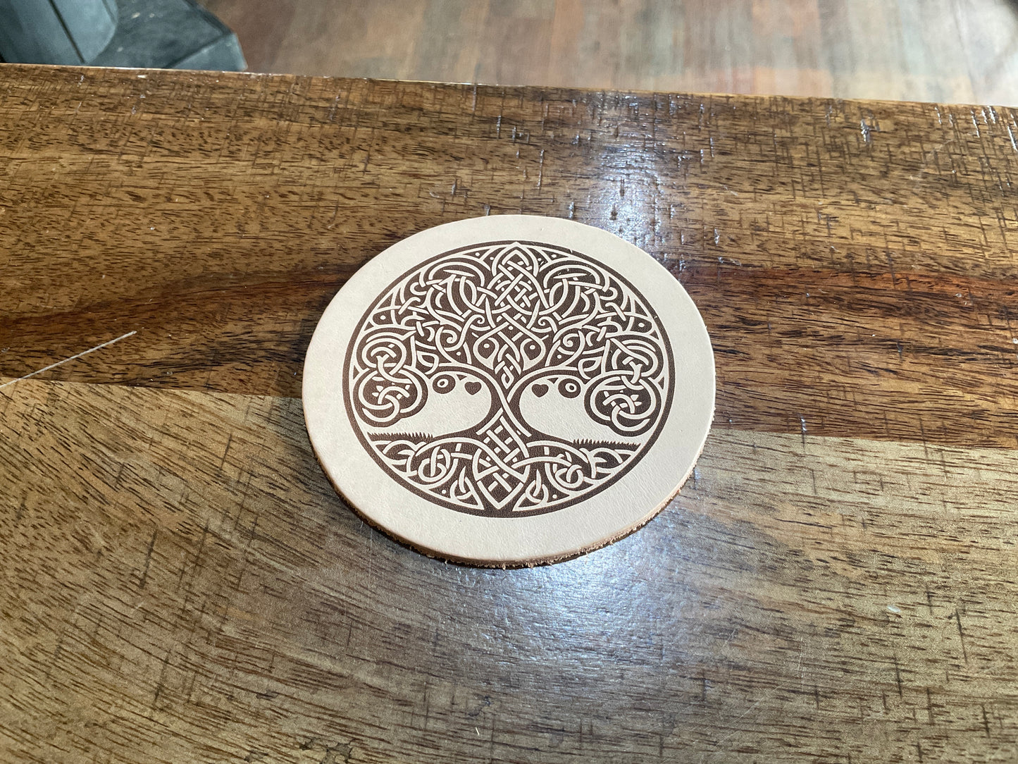 3.75” leather coaster asst