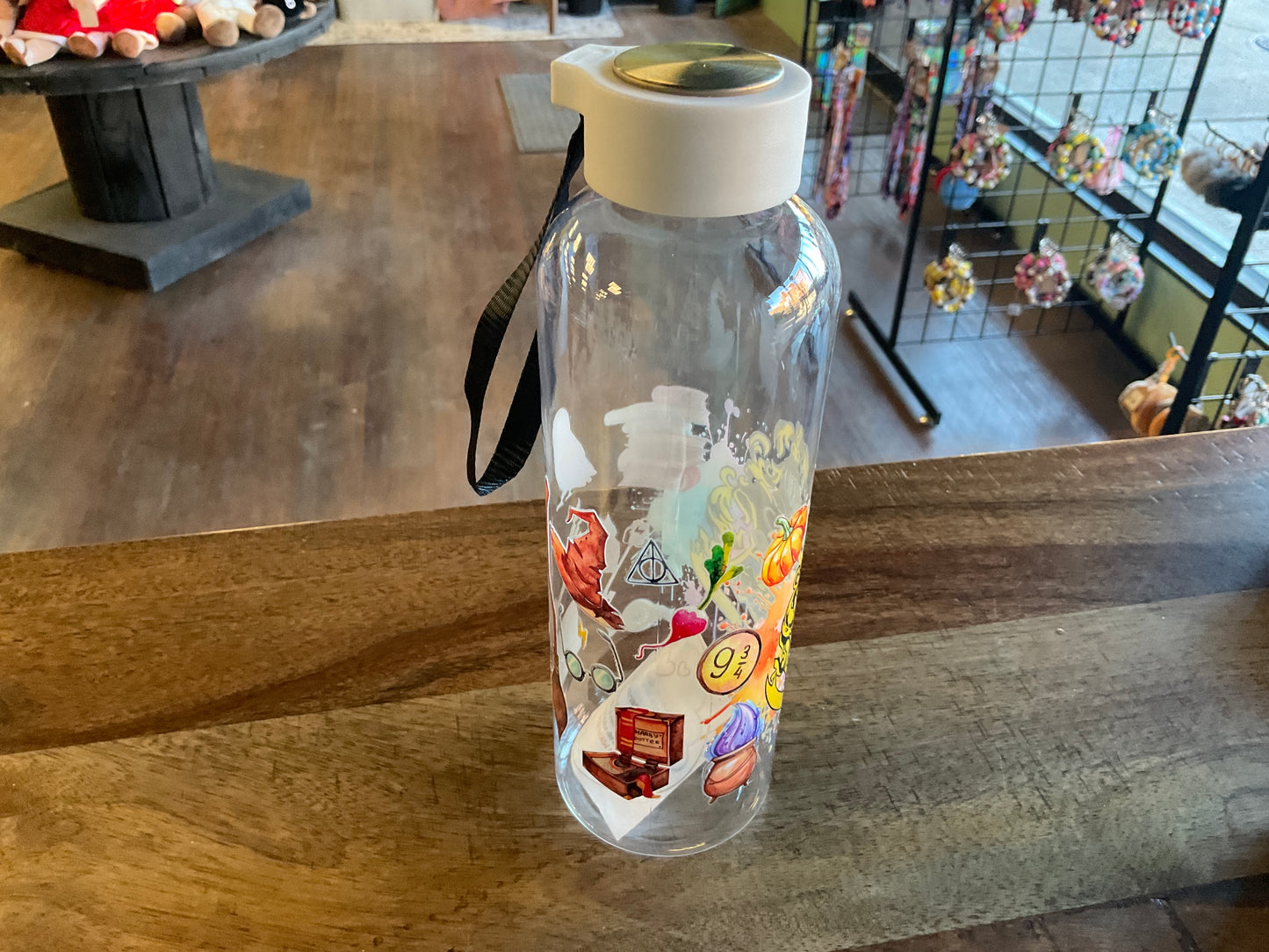 Hogwarts plastic water bottle w/ UV dtf graphic