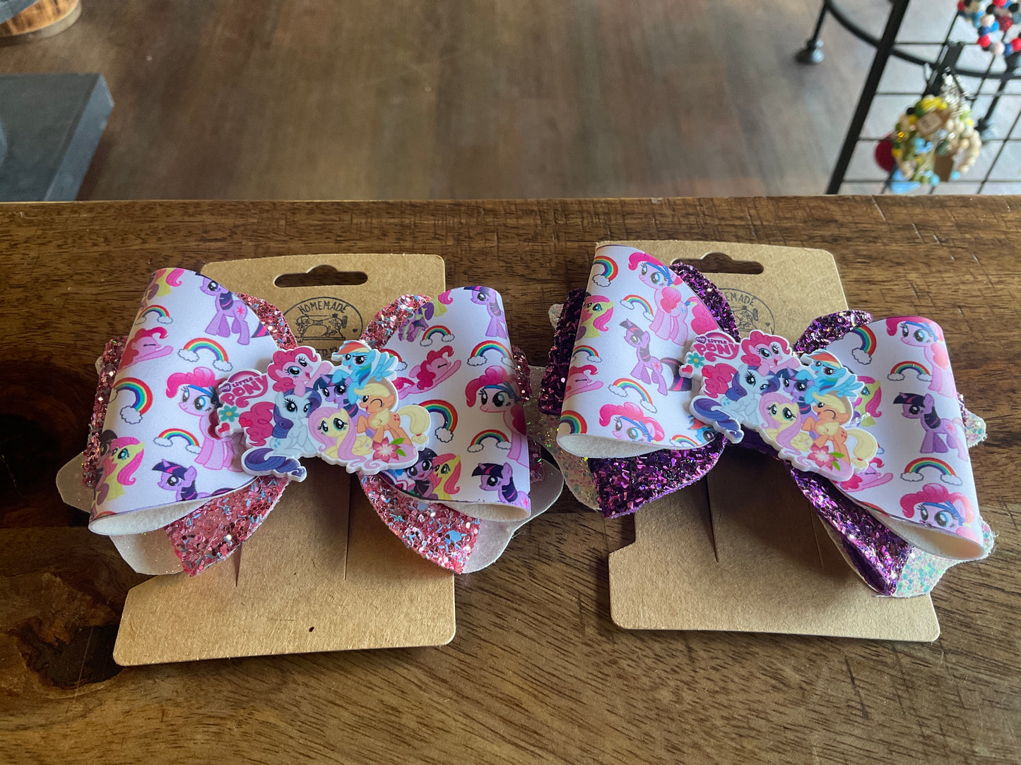 MY LITTLE PONY FAUX LEATHER BOW CLIP