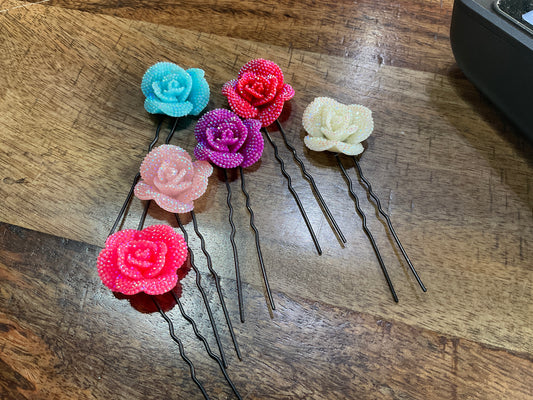 GLITTER ROSE HAIR PIN