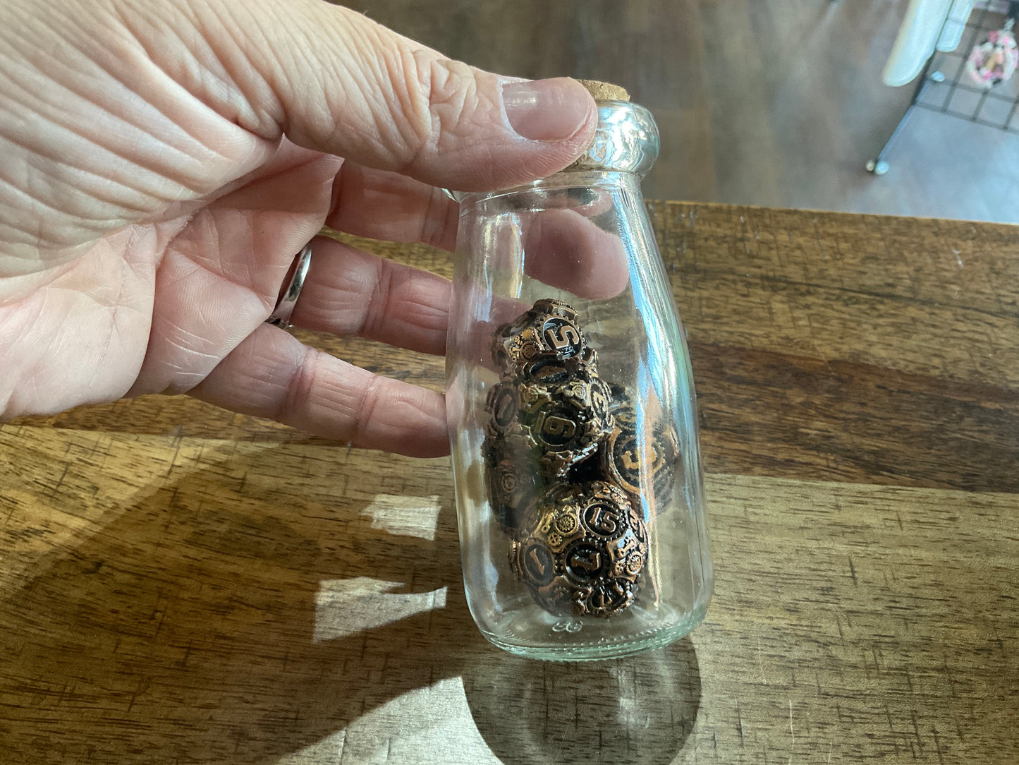 LARGE STEAMPUNK METAL DICE BRONZE