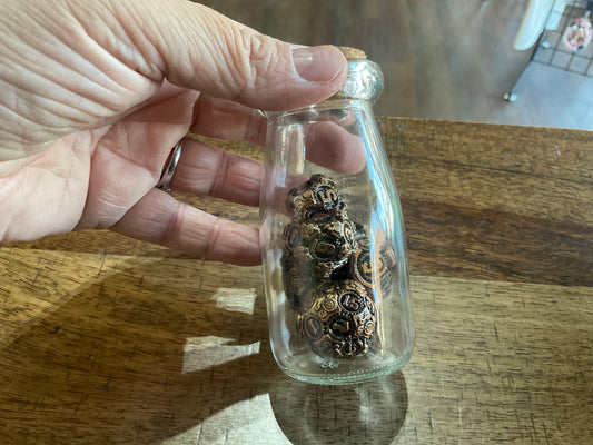 LARGE STEAMPUNK METAL DICE BRONZE