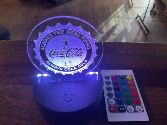 SMALL LED BASE W CUSTOM ACRYLIC BURN IMAGE