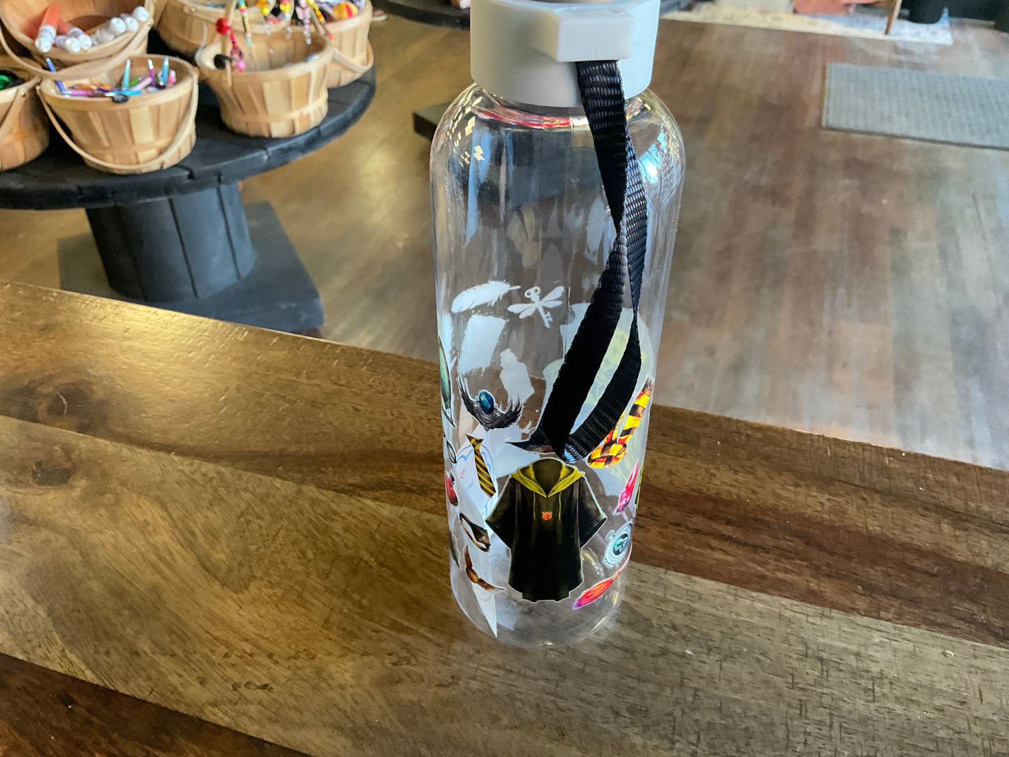 Hufflepuff plastic water bottle w/ UV dtf graphic