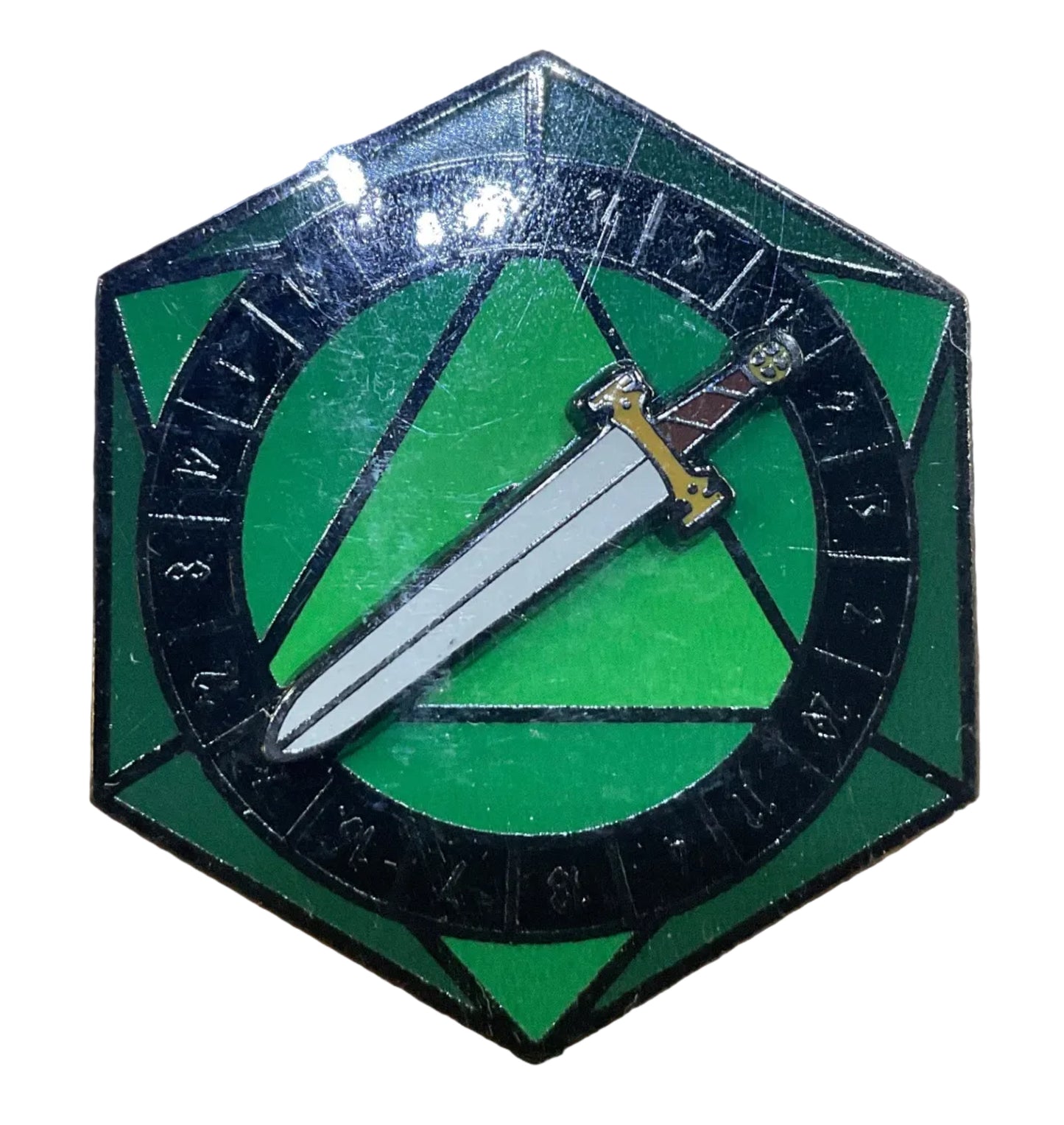D20 SWORD SPINNER ENAMEL PIN