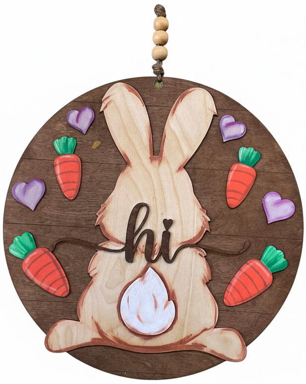 WOOD BUNNY HI DOOR SIGN 18”