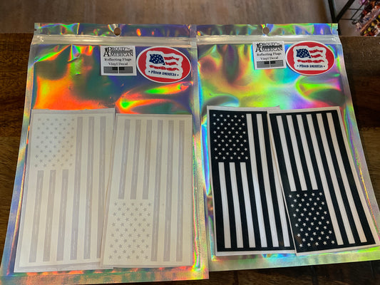 PROUD AMERICAN-REFLECTING FLAGS VINYL DECAL