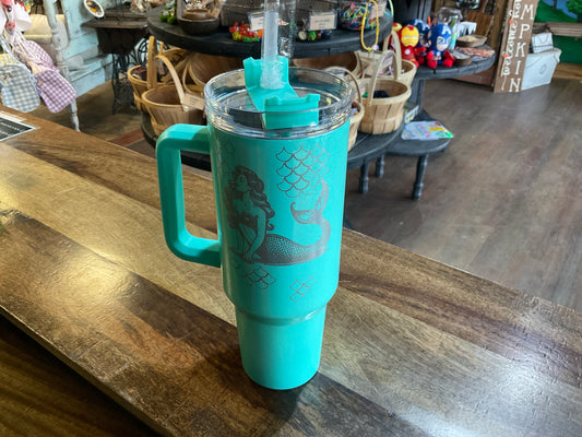 40oz SPARKLE TUMBLER W MERMAID BURN