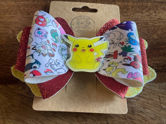 POKEMON FAUX LEATHER BOW CLIP