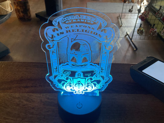 LARGE-LED BASE WITH CUSTOM BURN ACRYLIC IMAGE