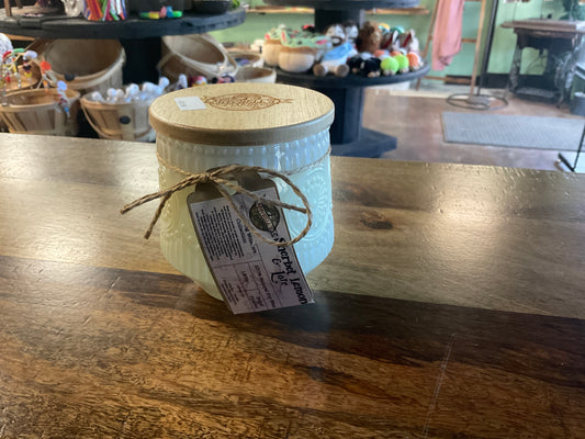 Sherbet lemon and Lore candle