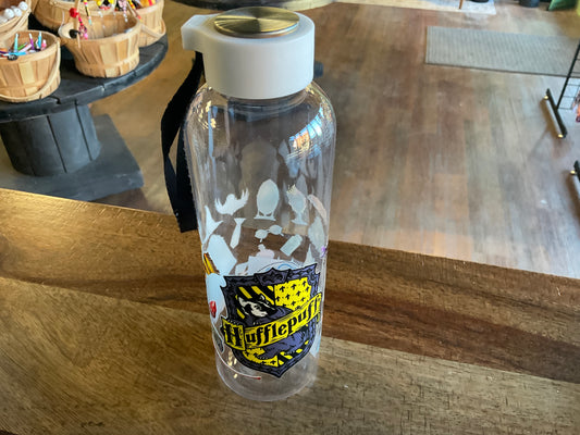 Hufflepuff plastic water bottle w/ UV dtf graphic