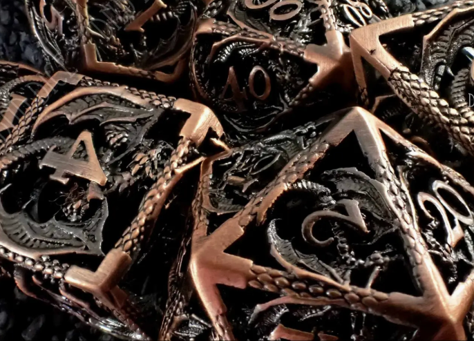 COPPER DRAGON METAL DICE