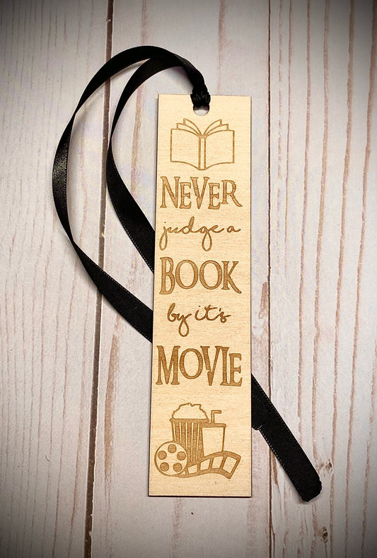 Never Judge a Book Wood Bookmark (1 pc), wood, bookmark, wood bookmark, page keeper, page holder, page marker, gift, gifts, reading, books