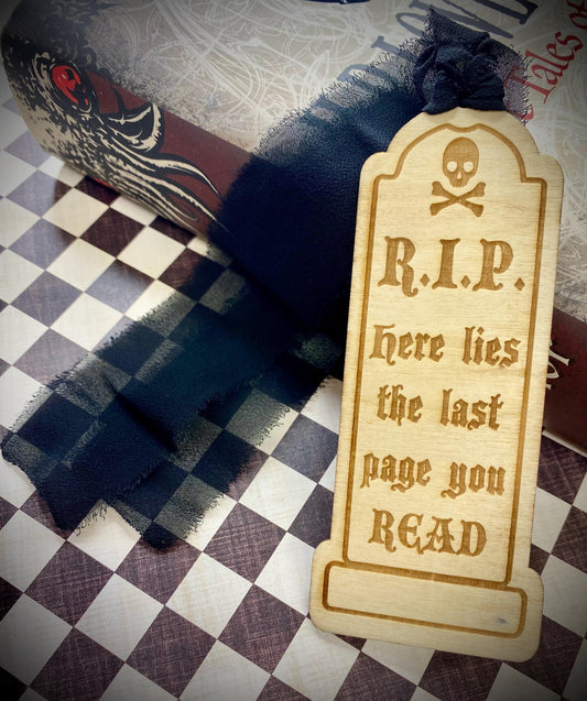 R.I.P. Wood Bookmark (1 pc), Rest In Peace, funny, dark, bookmark, wood bookmark, wood, laser-cut, handmade, gift, reading, book accessories